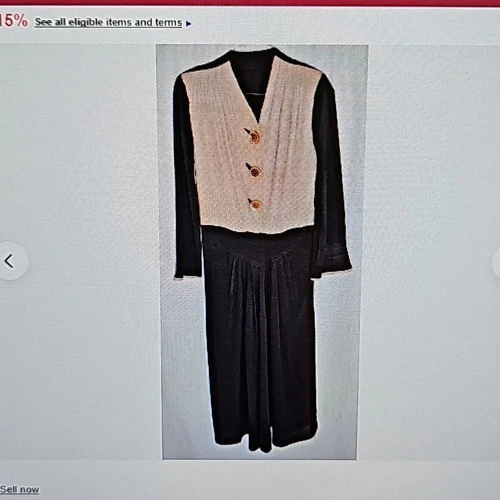 1940s 1950s Beige Black Dress - Picture 9 of 9
